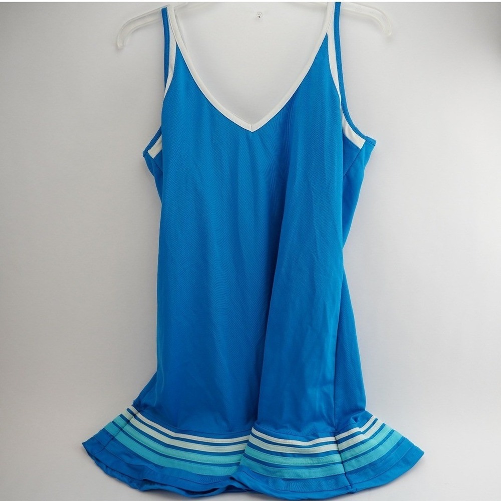 Fila Tennis Dress Womens XL Blue Striped Ruffle Hem V-Neck Athletic Excellent - Picture 6 of 6